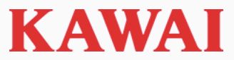 Rotes Logo mit dem Schriftzug „KAWAI“ in verspielter, großer Blockbuchstaben-Darstellung.